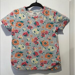 Petit Patapon  Kids Floral Tee - Gray with Vibrant Flowers size 2Y